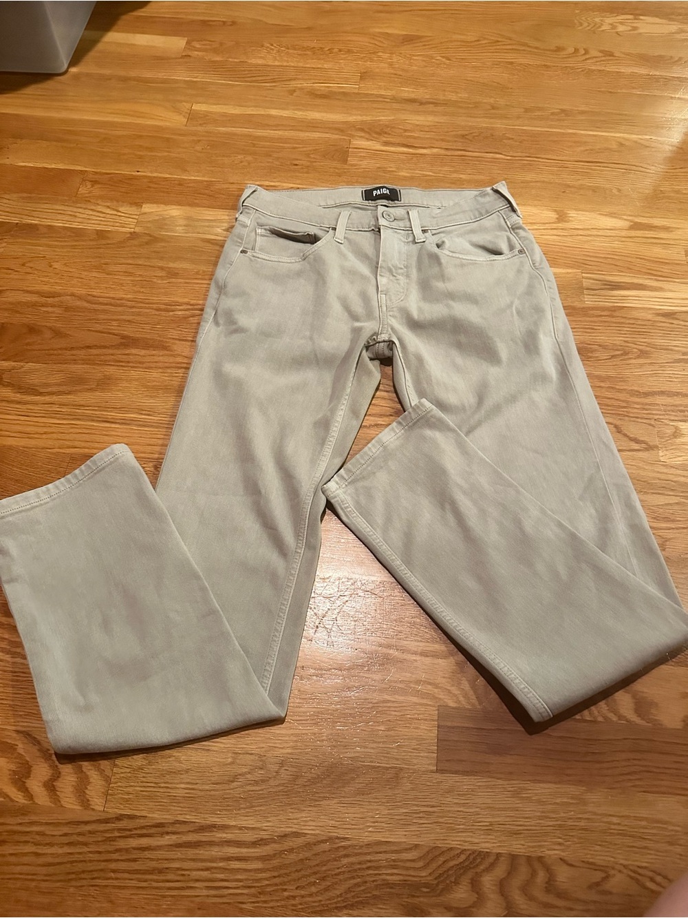 PAIGE Light Gray High-Rise Straight Jeans